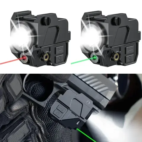 Tactical LED Flashlight Combo 500 Lumens with Magnetic Charging Laser Sight for Gun - Handgun Rifle Shotgun Light