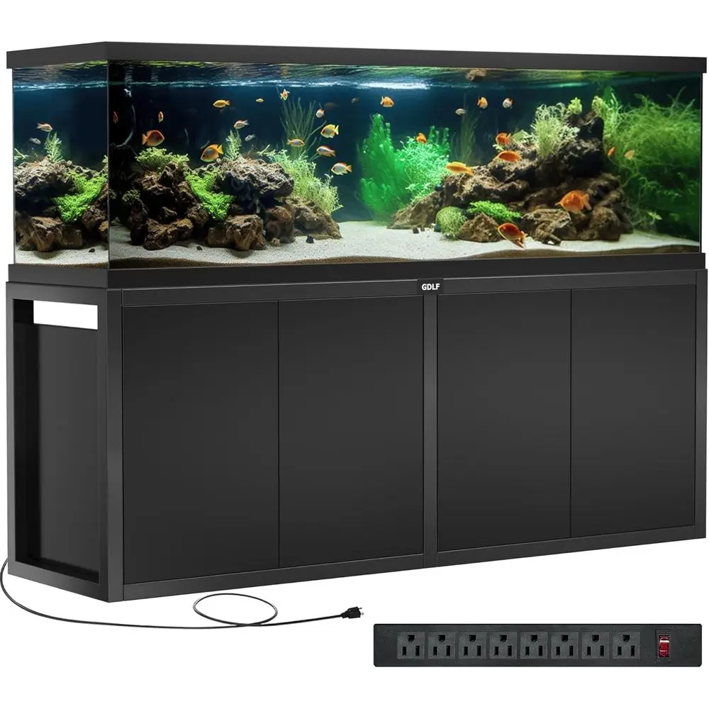 

Heavy-Duty Metal Aquarium Stand for 125-150 Gallon Tanks, with Power Outlet, Cabinet, and Filter Accessories, 72.8L x 18.9W, Sup