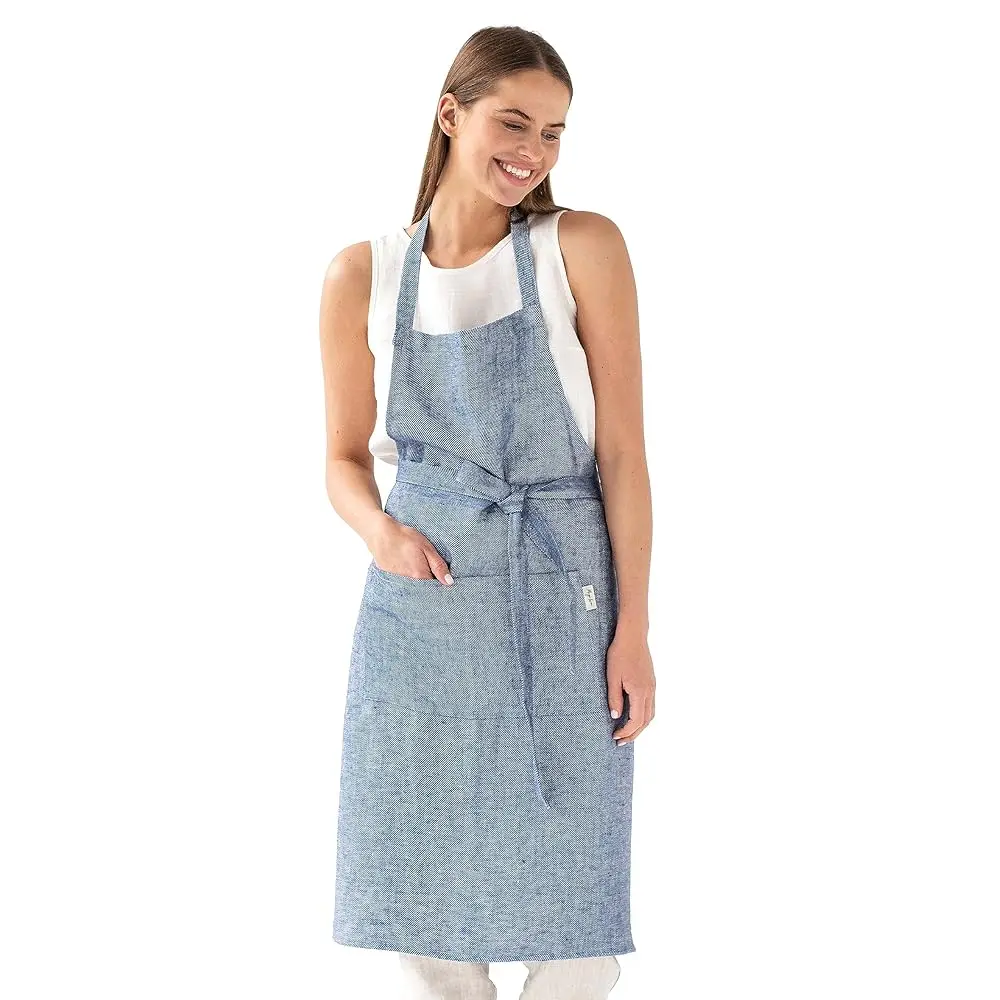 

100% Linen Apron - Cooking, Gardening, Grilling, Painting Apron with Pockets - Perfect for Women and Men