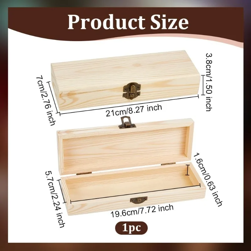 Plain Unfinished Wood Box Jewelry Box Unfinished Wooden Artist Tool And Brush Storage Box Wood Pencil box Small Case - view 2