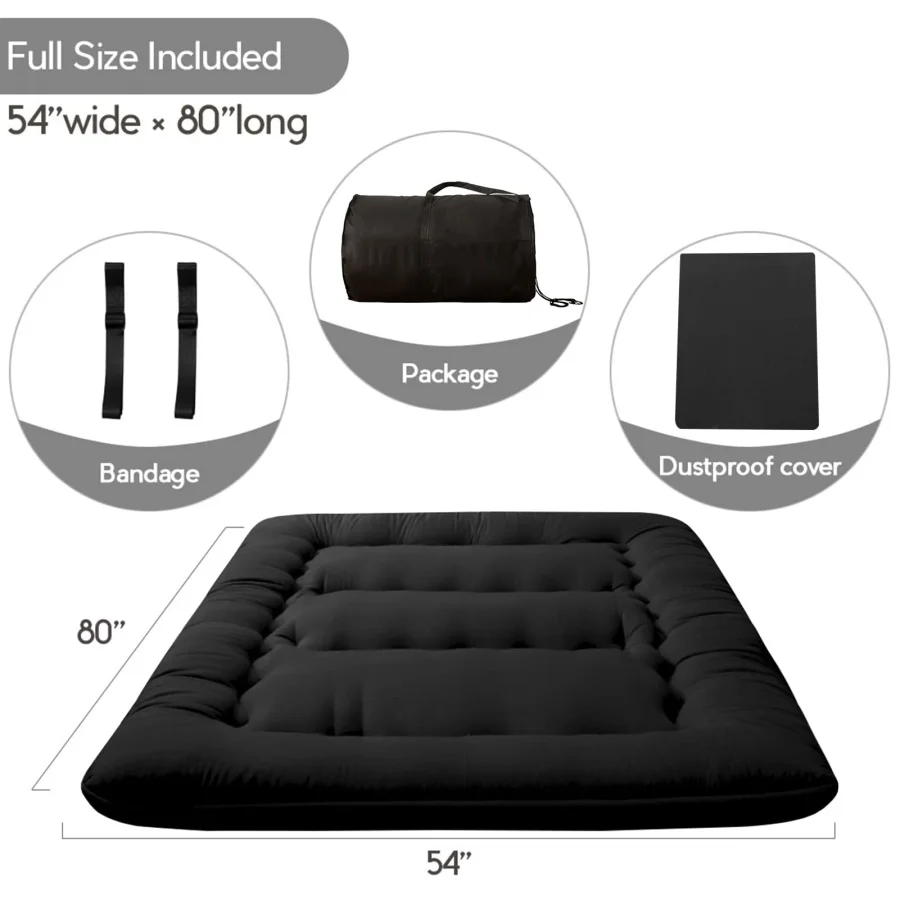 Colchón japonés para el suelo, colchón futón, colchoneta tatami de 4 capas, colchoneta plegable enrollable, colchoneta para dormitorio de niños y niñas, colchoneta infantil
