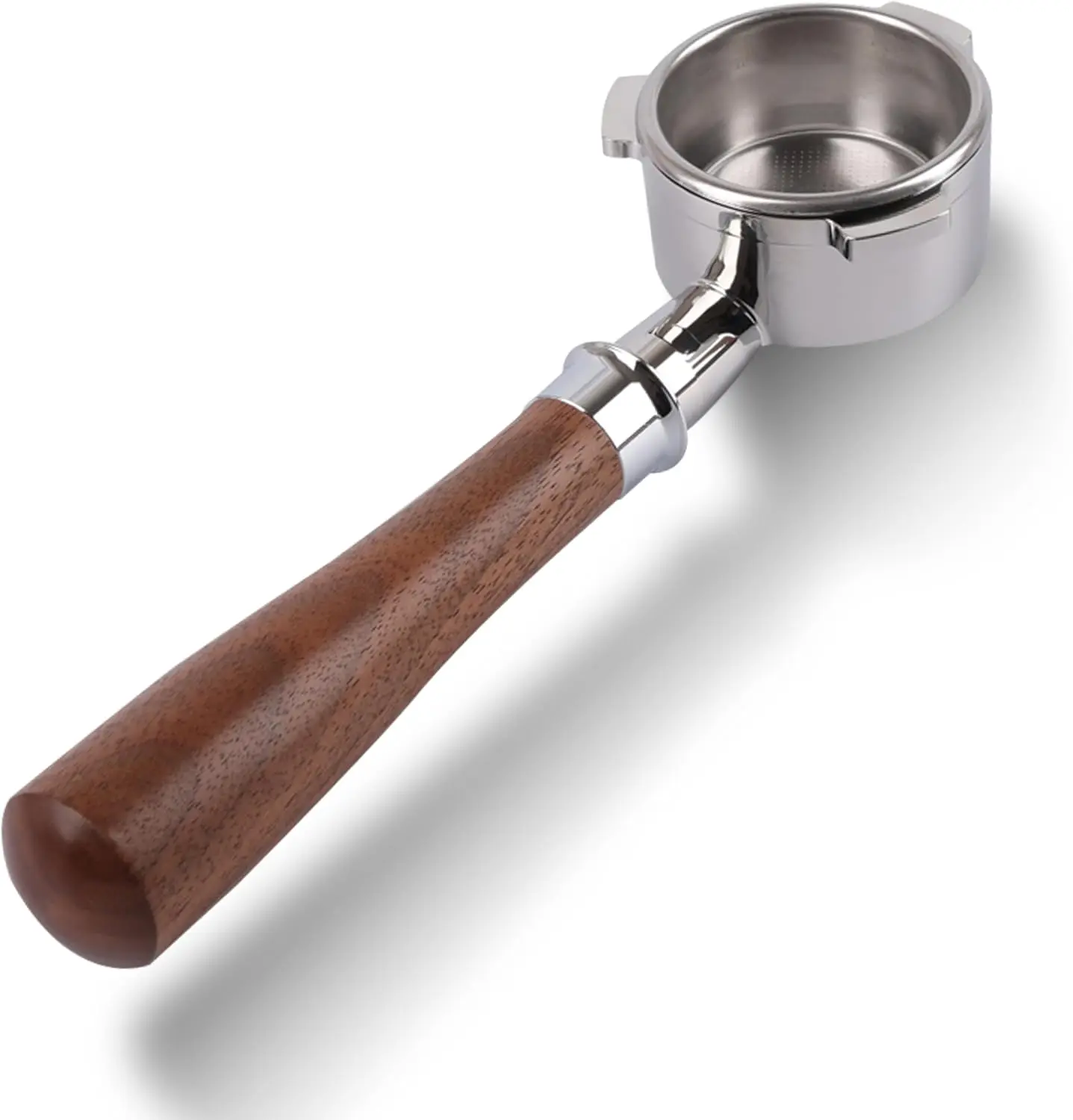 

Бездонный портафильтр диаметром 54 мм, совместимый с Breville Barista Express, Pro, Touch и Impress | Т-образная пряжка из орехового дерева