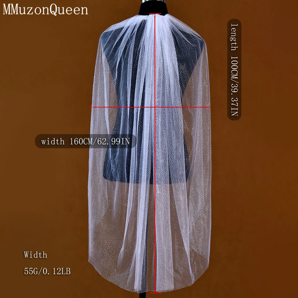 MMQ M94 Shiny Bridal Veil Long Single Layer Classic Elegant Luxury Bridal Wedding Accessories Customized