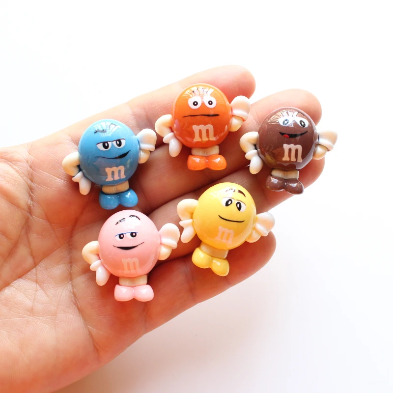 5pcs 30*32mm Cartoon M Bean Chocolate Funny Candy Resin Food Flatback Scrapbooking for DIY Phone Shell Hairpin Embellishments