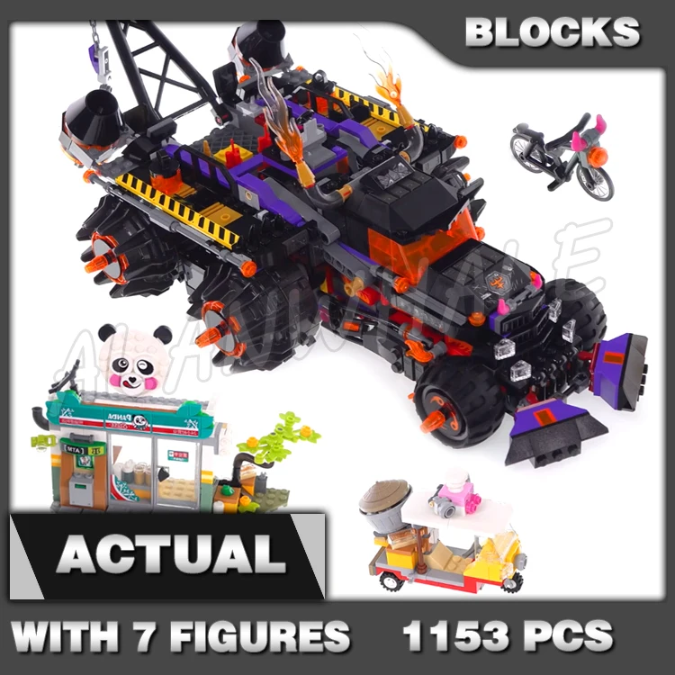 1153pcs Monkie Kid Red Son's Armoured Inferno Truck Car Speedy Panda Store 11544 Building Blocks Boys Gift Compatible With Model