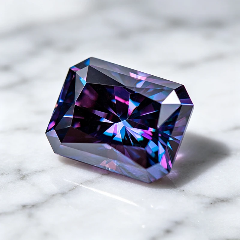 Moissanit-Stein Kaiserlich Lila Radiantschliff Edelstein für Charms Schmuckherstellungsmaterialien Besteht Diamanttester mit Zertifikat – Detail 3