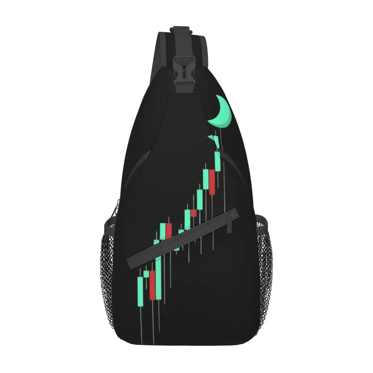 Crypto Candle MOON Sling Bag Chest Crossbody Shoulder Sling Backpack Outdoor Sports Daypacks Cryptocurrency Pattern School Bags