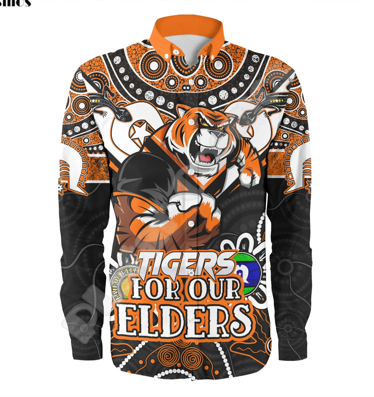 Australia Country Flag Aboriginal Animal Tiger Rabbits Tattoo Streetwear 3DPrint Harajuku Button Collar Long Sleeves Shirts XA2