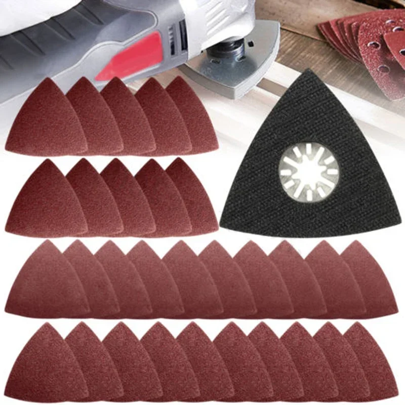 

30pcs 90mm Triangular Sander Sand Paper Hook & Loop Sandpaper Disc Abrasive Tools for Sanding Grit 60 80 120