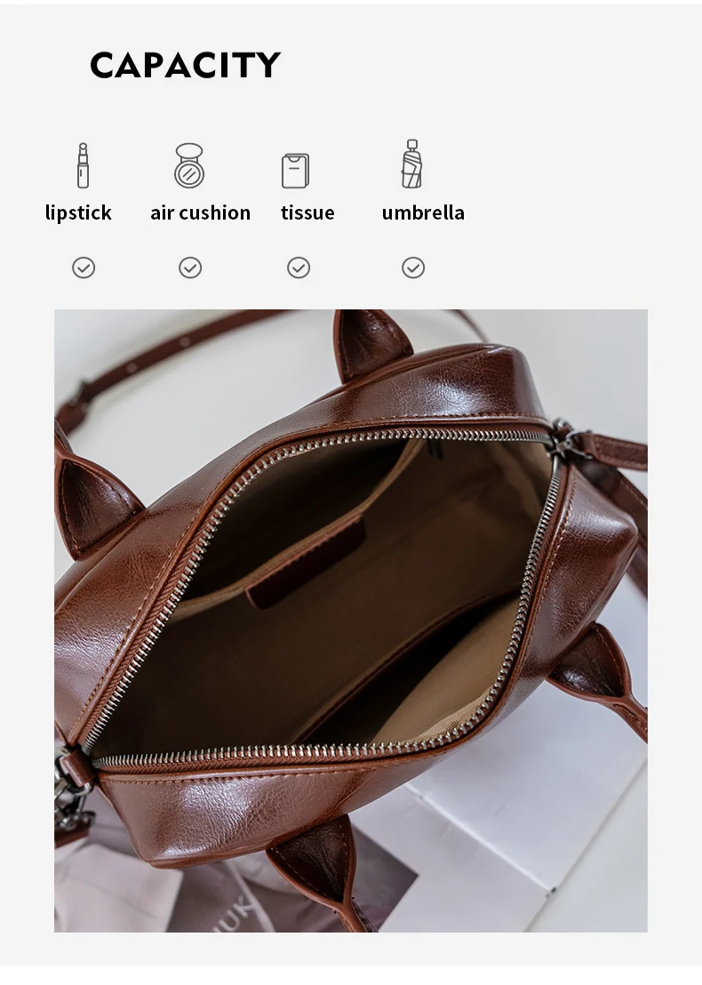 

New Women's Genuine Leather Crossbody shoulder Bag Luxury Designer Handbag Bag Vintage Soft Waxed Cowhide Ladies Messenger Bag