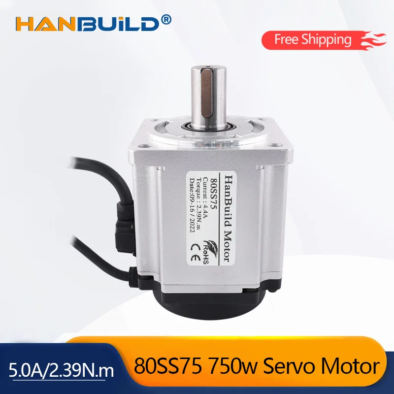 

1 PCS 80SS75 Shaft Diameter 19mm 750W Servo Motor 5.0A 2.39N.m CNC Milling Machine Equipment 80 Servo Motor