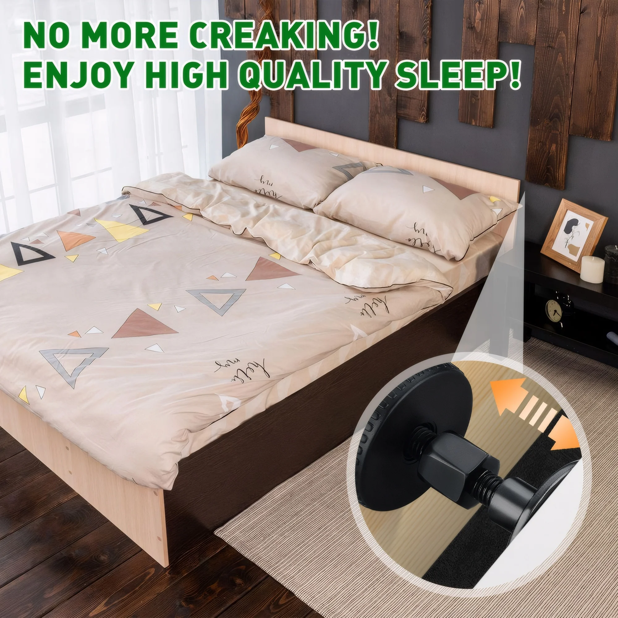 4pieces Prevent Bed Frame Movement Anti-Shake Fixer With Adjustable Threaded ABS Carbon Steel