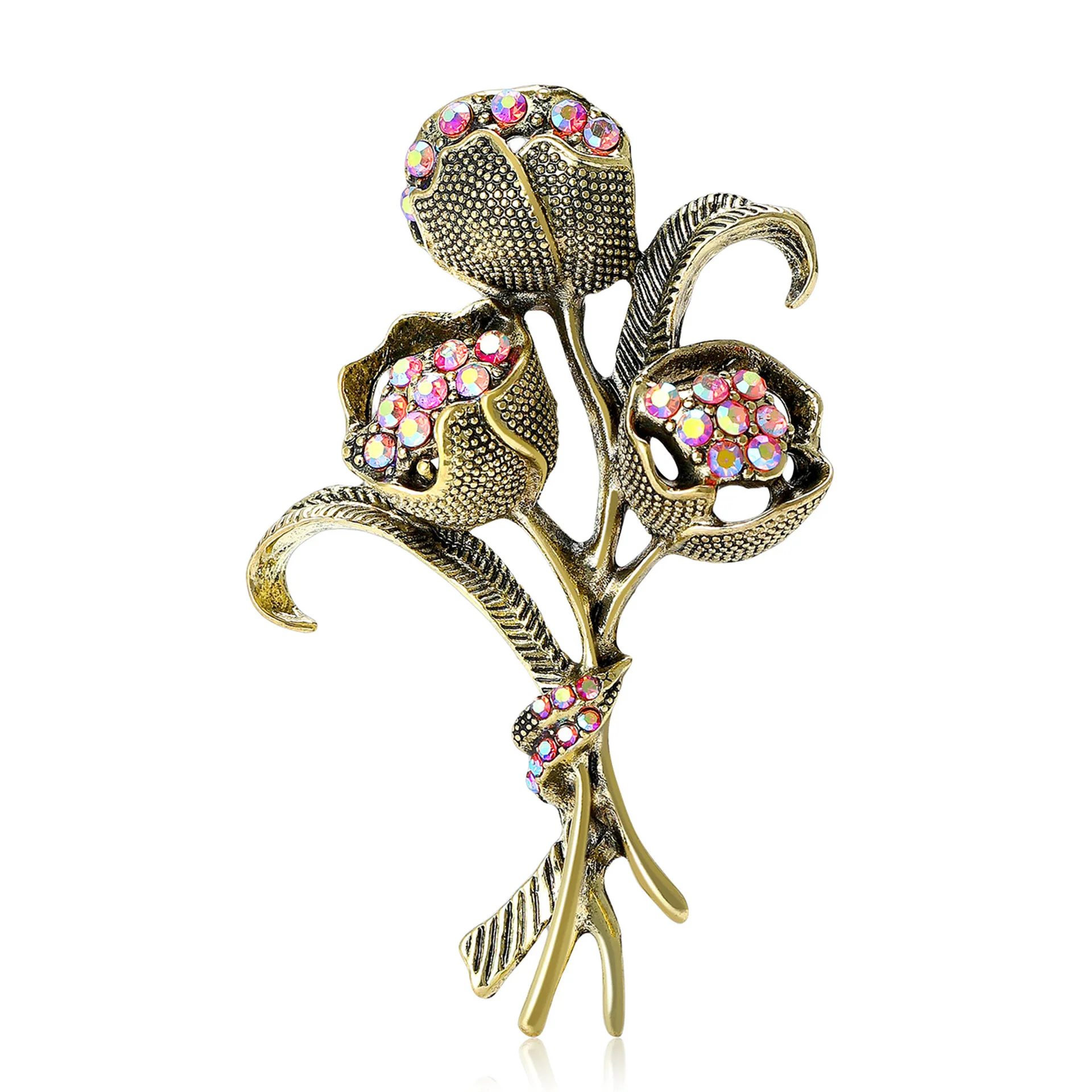 

Retro Rhinestone Rose Bouquet Brooch For Women And Men, Romantic Wedding Banquet Jewelry, Clothing, Coat, Dress And Accessories