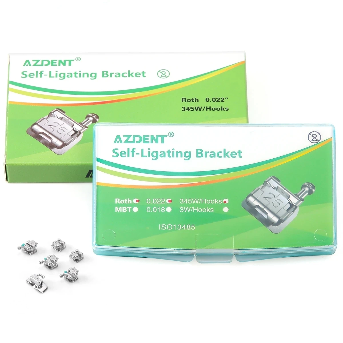24PCS AZDENT Dental Klammern Kieferorthopädische Zahnspangen Selbstligierende Mesh Basis Mini Roth/MBT 0,022 Haken 3-4-5 & Bukkalröhrchen Zahnmedizin – Detail 1