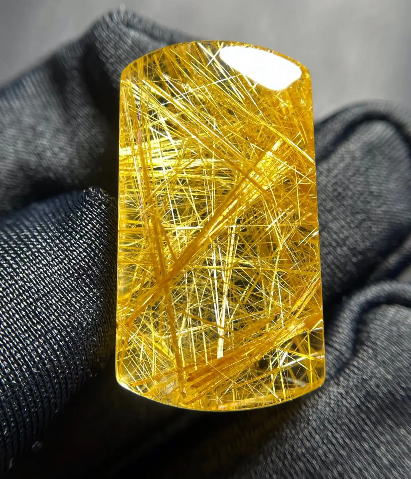 Natural Gold Rutilated Rectangle Quartz Pendant 26*14.3*10,3mm Rutilated Quartz Flower Men Women Brazil AAAAAAA