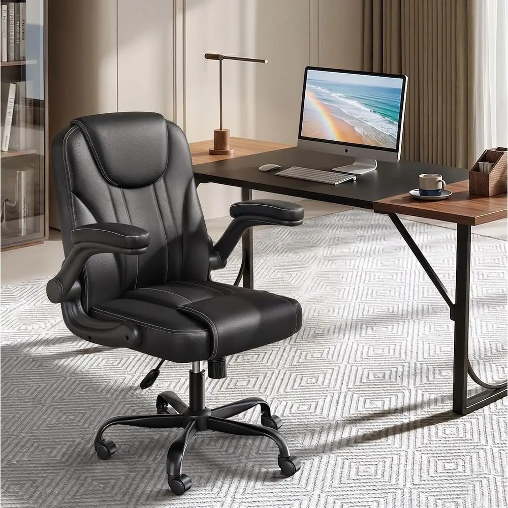 

Ergonomic Executive Office Chair with PU Leather, 3.5 Cushion, Adjustable Height, Swivel Wheels, Black