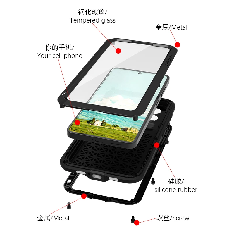 Etui na telefon Love Mei do Samsunga S26 Ultra i S26 FE, wykonane z silikonu, o wysokiej jakości, z metalowymi elementami, zapewniające ochronę na poziomie wojskowym, odporne na wstrząsy i kurz. — zdjęcie produktu 6