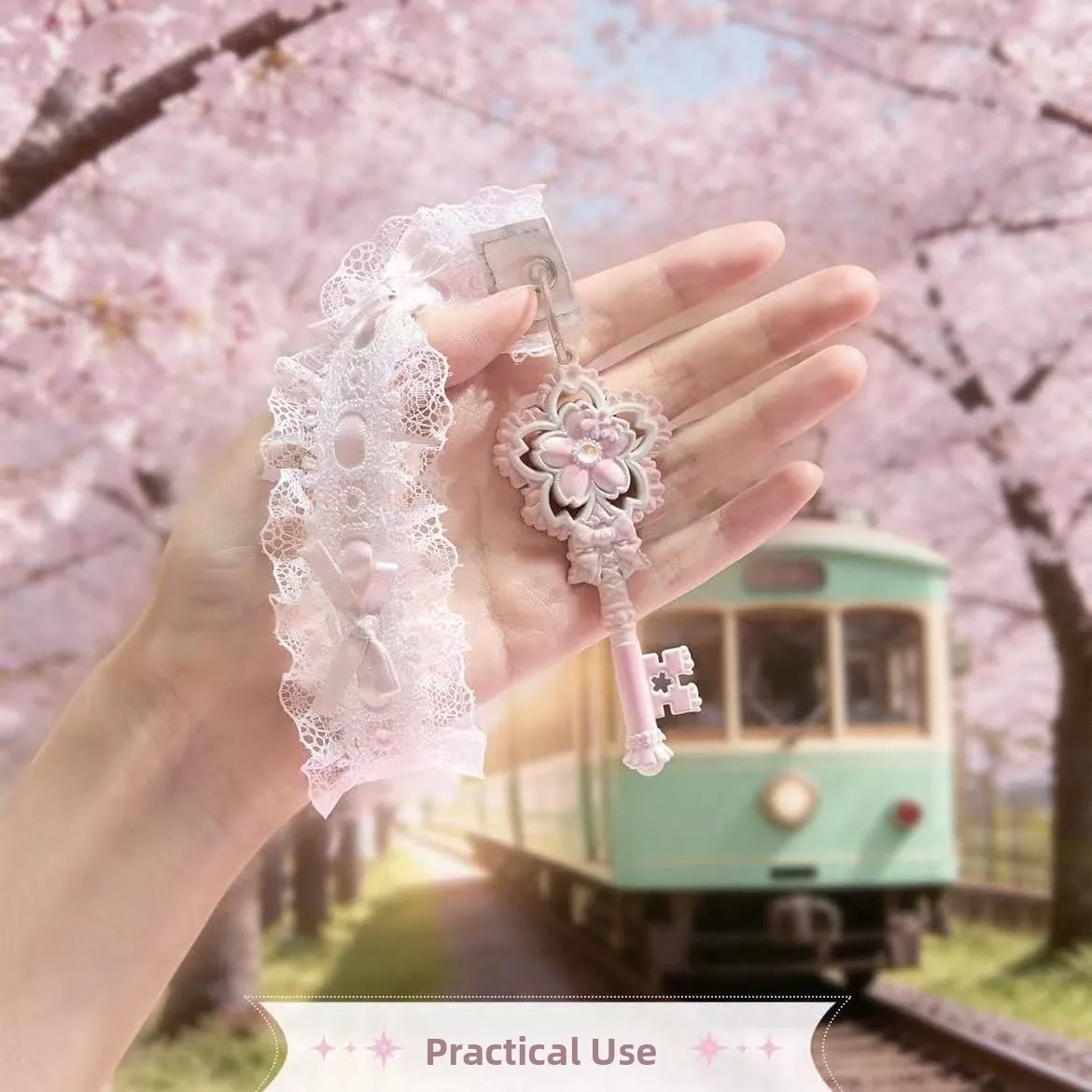 Sakura Keychain Award Medal Holder Heart Key Door Series Collectible Zinc Alloy Cartoon Anime Toy for Fans And Collectors