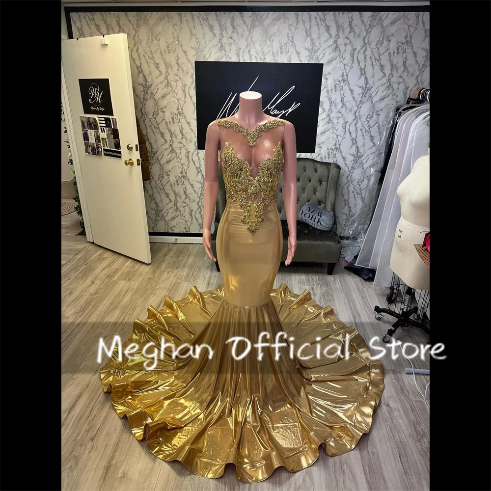 Cuentas de cristal O N vestidos de graduación largo dorado negro chica 2025 cumpleaños vestido de lujo apliques vestido de graduación espalda personalizada