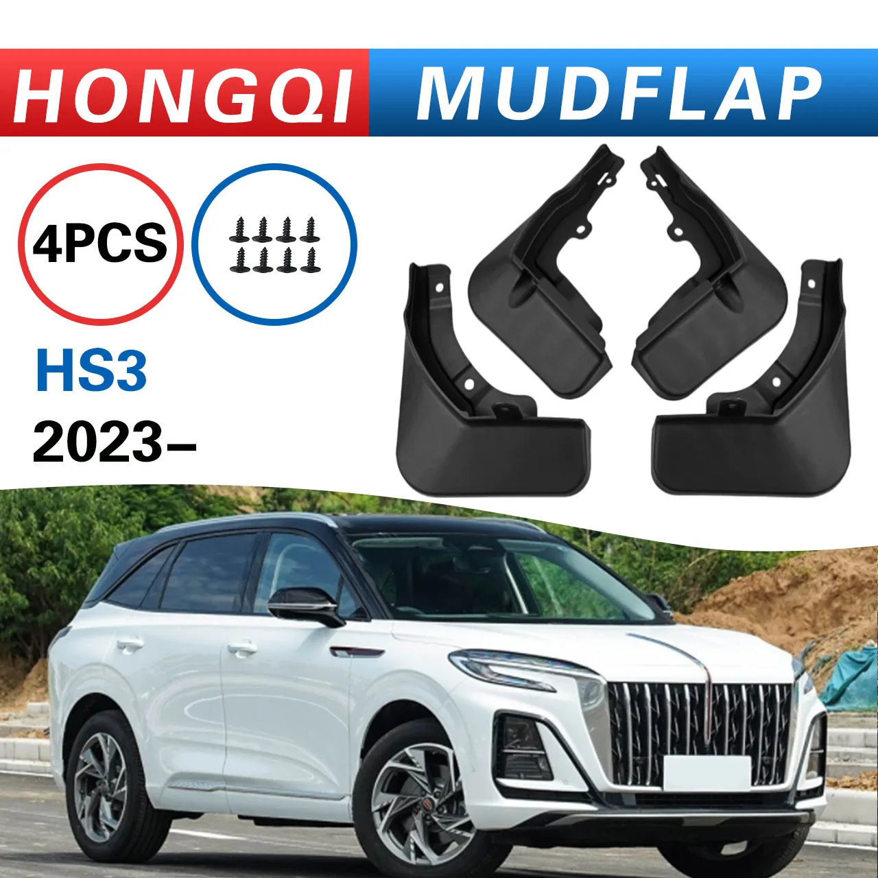 

Car Styling PP Car Mud Flaps Splash Guard Mudguards MudFlaps for Hongqi HS3 2023 2024 2025 Front Rear Fender Auto Accessories