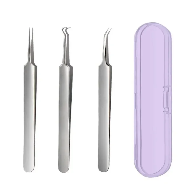 Herramientas de cuidado de limpieza de poros faciales, pinzas de aguja ultrafinas, herramientas de cuidado Facial, herramientas de belleza para el hogar, abrazaderas de células de acero inoxidable, 3/8 Uds.