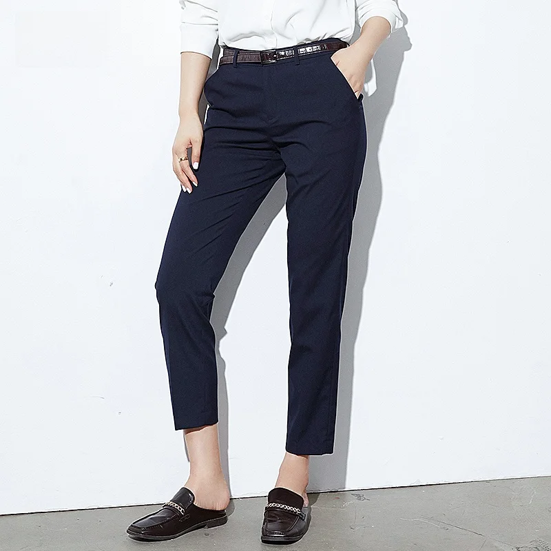 

Women's Career Straight Leg Pants Nine Points Commute Slimming Casual Fashionable OL Trousers Polyester Spandex Blend