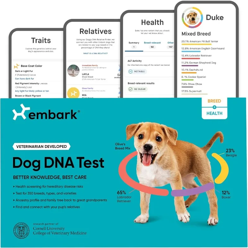 

Embark Breed & Health Kit - Dog DNA Test - Discover Breed, Ancestry, Relative Finder, Genetic Health, Traits, COI