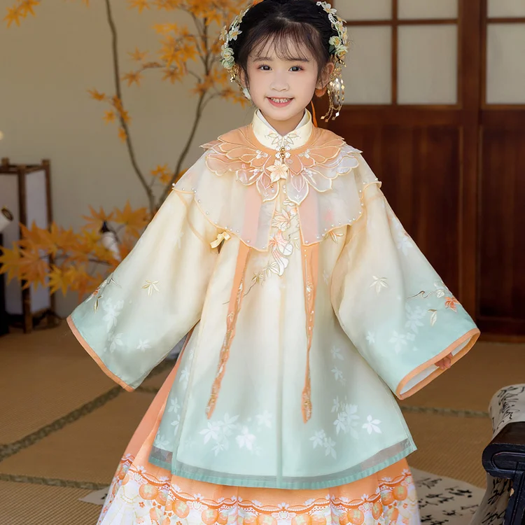 Girls Hanfu Chinese Style Children Horse-face Skirt Traditional Costume Dress Little Girl Princess Dress Christmas Dress