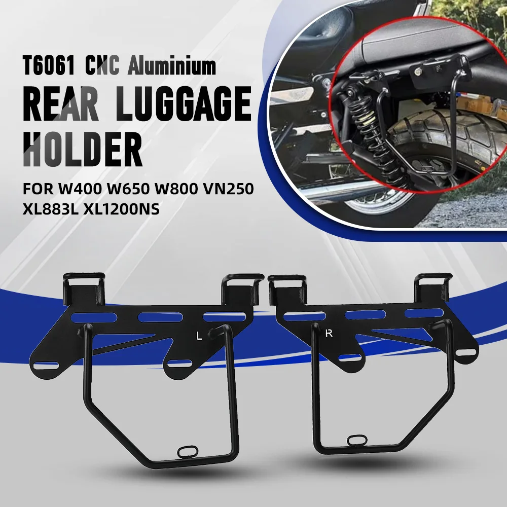 For Kawasaki W400 W650 W800 VN250 XL883L XL1200NS Motorcycle Top Box Rack Side Panniers Bracket Luggage Case Saddlebag Support