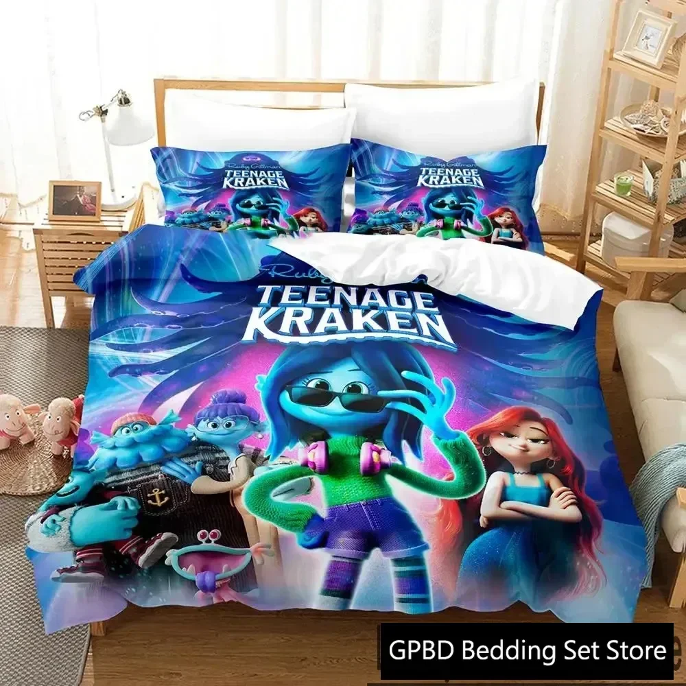 

Cartoon Ruby Gillman Teenage Kraken Bedding Set Duvet Cover Bed Set Quilt Cover Pillowcase Comforter king Queen Size Boys Adult