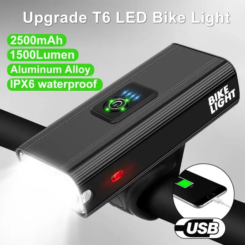 1500 Lumen T6 LED Lantern Bike Lights Front And Back Rechargeable Light MTB Headlight For Bicycle Flashing Фонарь На Велосипед