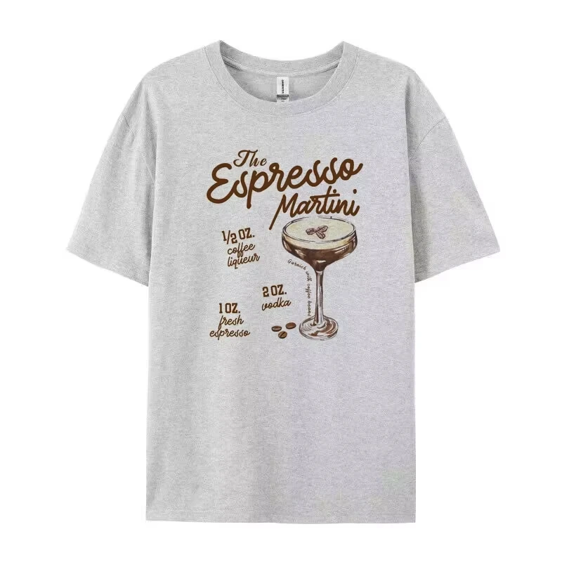 Espresso Martini Recipe Vintage Women T-Shirts Alcohol Drink Tshirts Cute Loose Cocktail Lover T Shirt Oversized Unisex Clothes