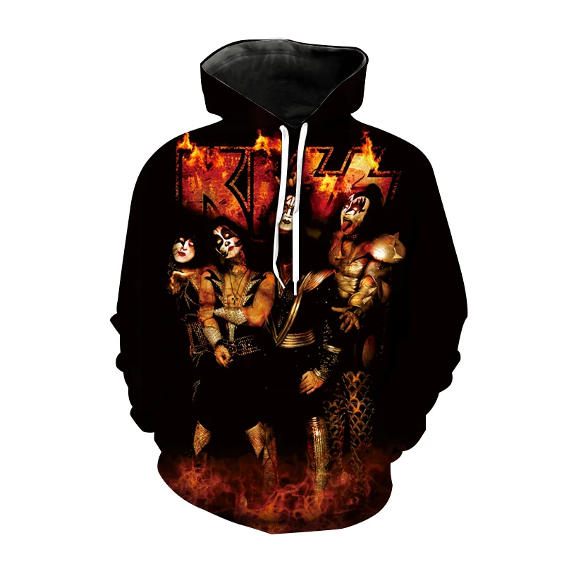 

Kiss Band 3D Hooded Sweatshirts Men Women Fashion Casual Pullover Harajuku Streetwear Oversized Hoodie Sudadera Male Costume