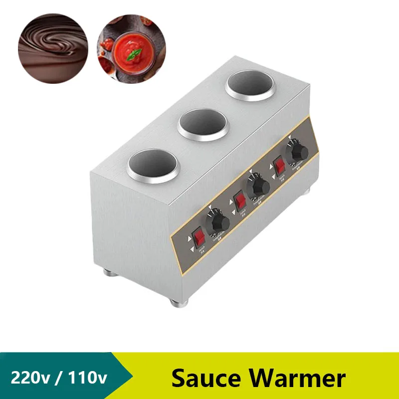 Hot Chocolate Sauce Heating Machine Stainless Steel Melting Warmer Electric Jam Sauce Bottle Heater Filling Machine 3 Grids