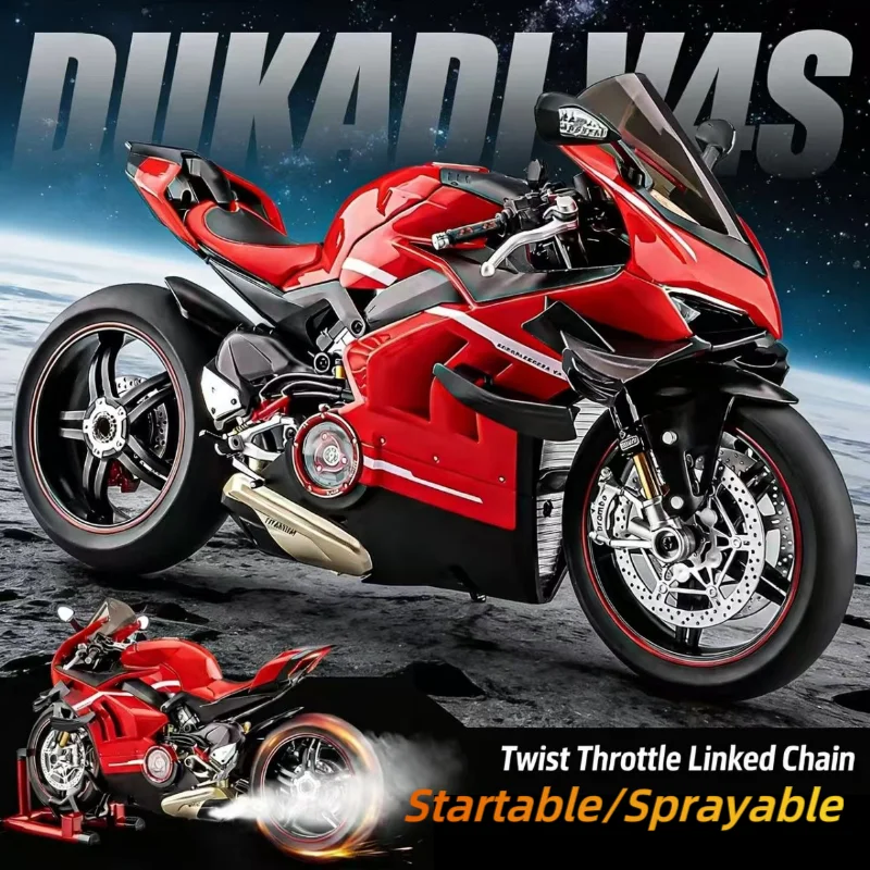 

Large decoration project birthday gift For Ducati V4s Ignite Start Smoke Effect 1:7 Panigale motorcycle alloy simulation model