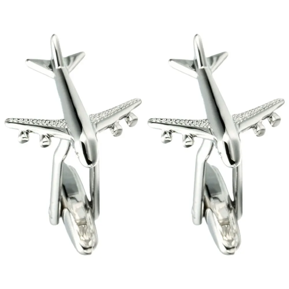 

1 Pair Men Cufflinks Airplane Modeling Smooth Surface Business Suit Studs Durable Copper Shirt Accessories Wedding Party Gift
