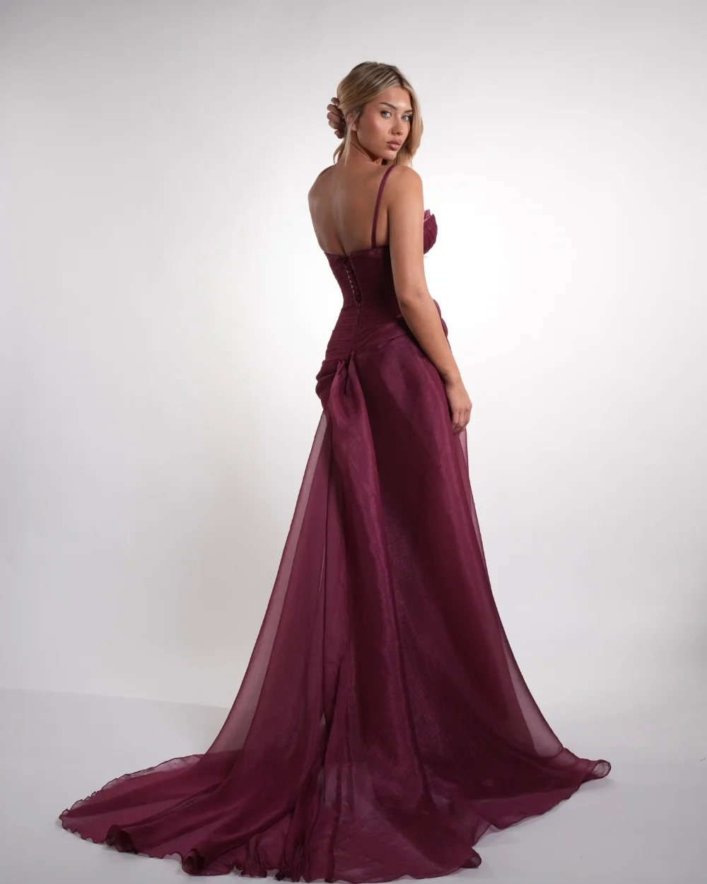 

Customized Matching Sexy Tulle Pleat Ruched Mermaid Strapless Floor-Length Evening Dresses Sizes Available High Quality