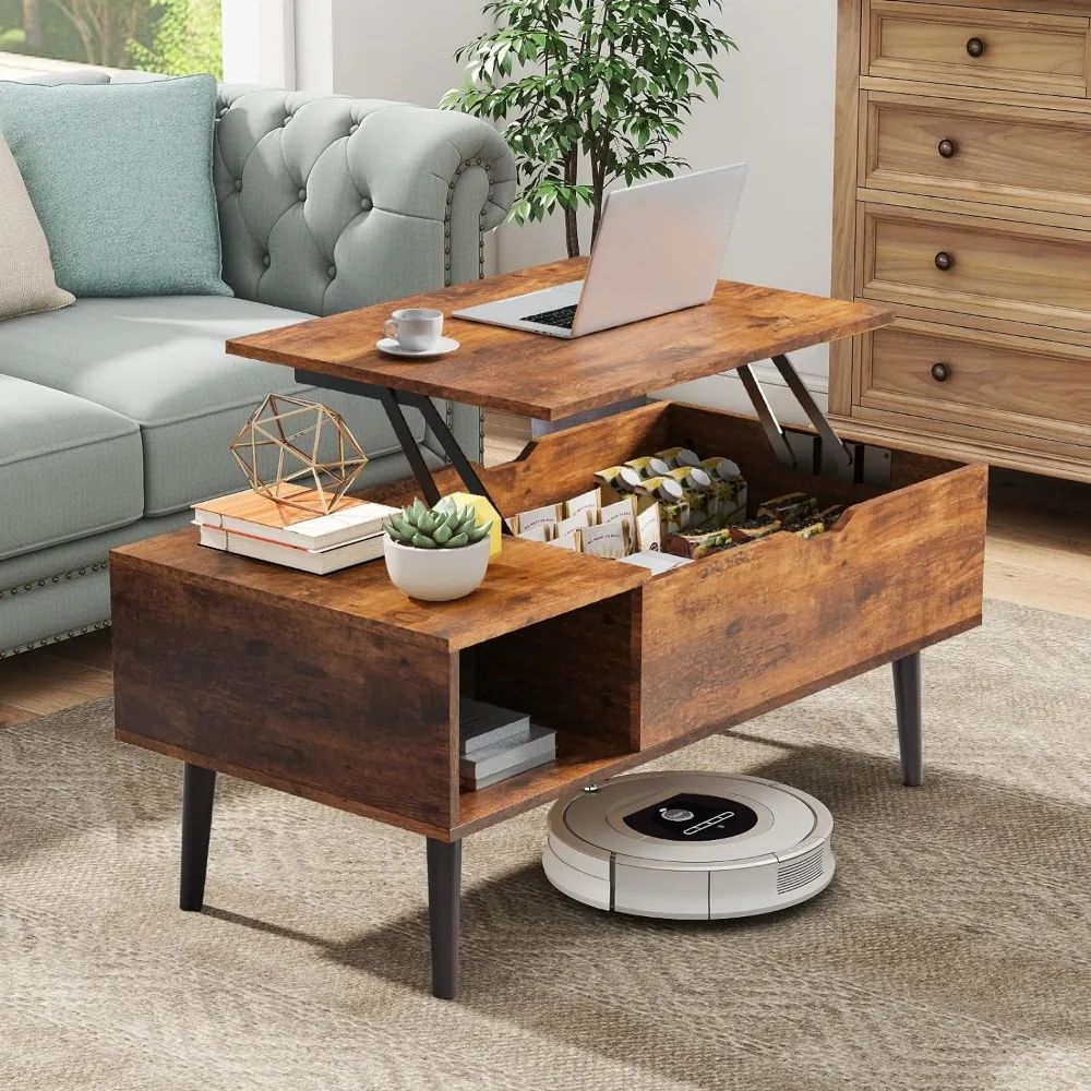 Coffee Table, Lift Top Coffee Tables for Living Room,Small Modern Wooden Center Tables with Storage Shelf and Hidden Compartment