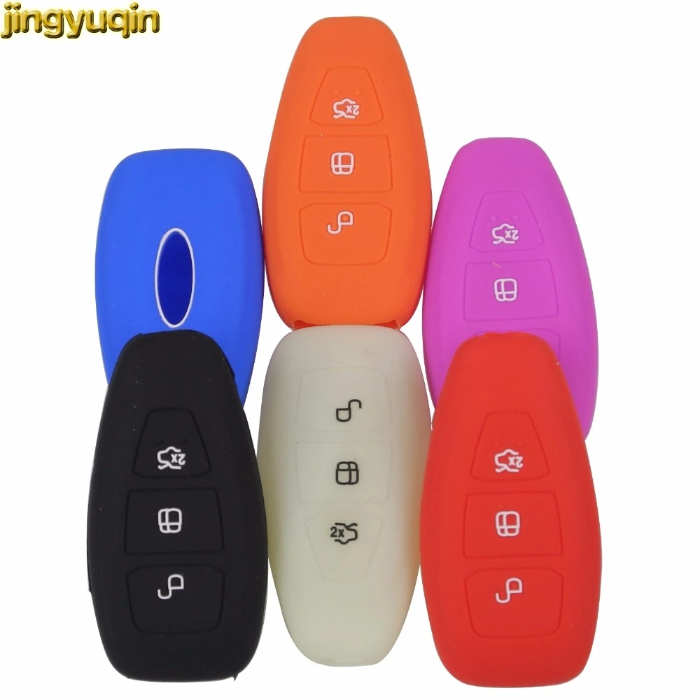 Jingyuqin Remote Smart Car Key Cover for Ford Fiesta Focus Mondeo C-Max B-Max Kuga Silicone Case 3 Buttons Car Styling