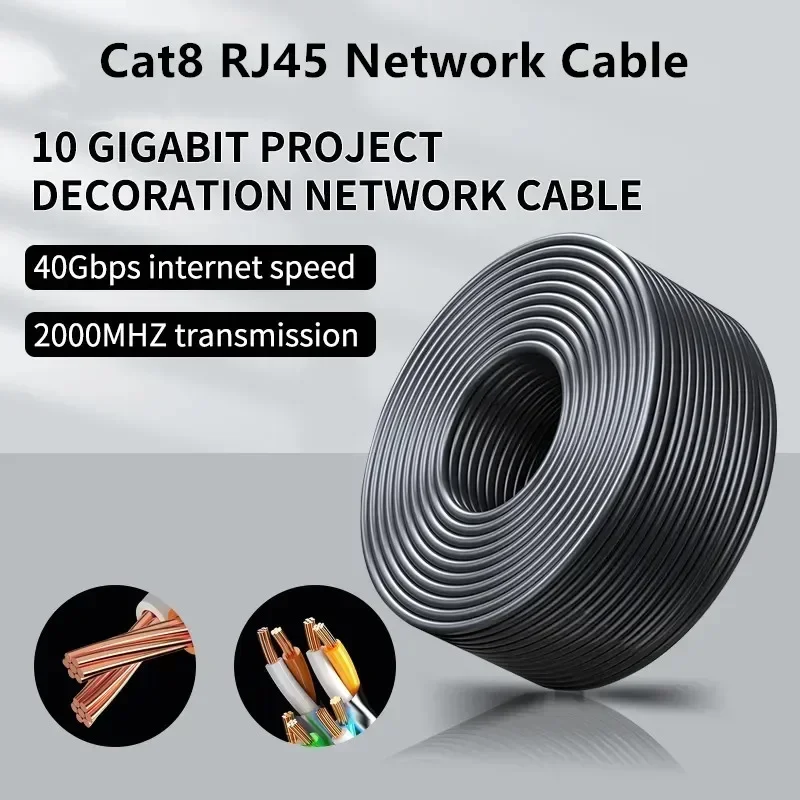 Networking Cables RJ45 Connector Cat8 Ethernet Cable 40Gbps CAT 8 Shield Internet For PS 4 Laptops Modem Router Home Lan Wire