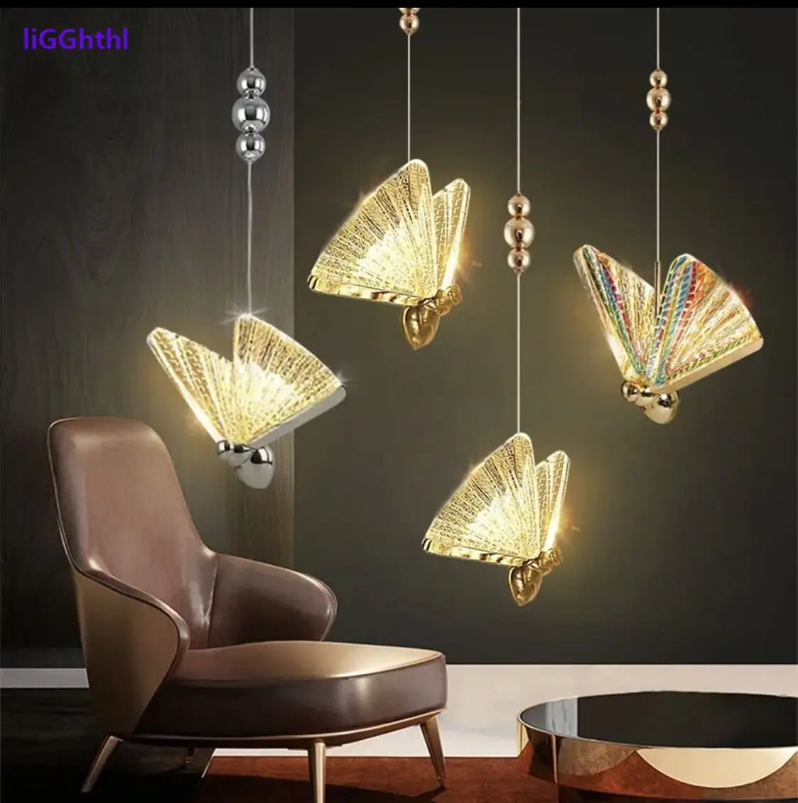 Imagem -02 - Colorido Led Butterfly Pendant Lamp Nordic Hanging Chandelier Luzes Decoração Casa Cozinha Sala de Estar Quarto