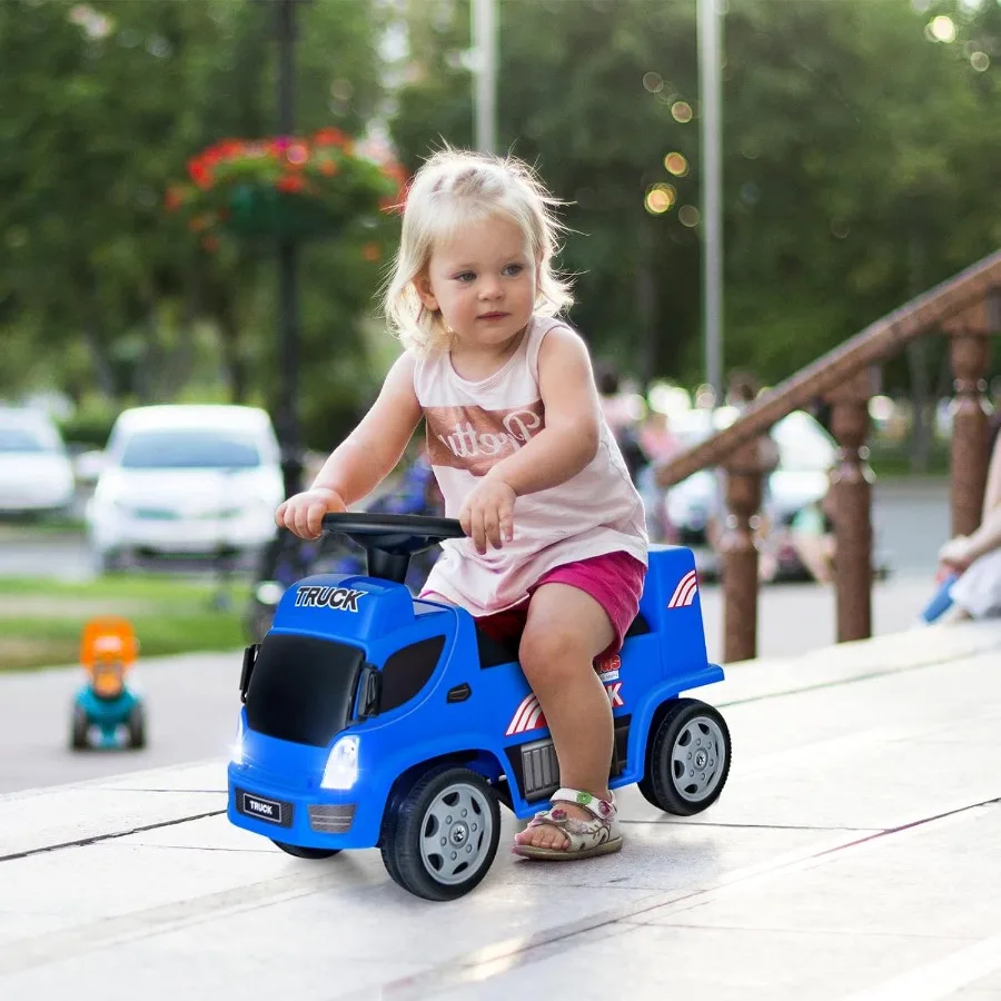 Ride On Push Car 2 en 1, camion coulissant pied au sol avec remorque détachable, phares de volant, alarme musicale, jouet sonore Wal