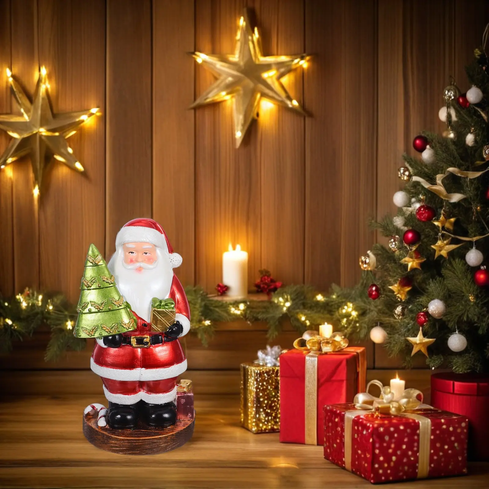 Santa Claus Resin Statue, Elegant Holiday Decor for Tabletop, Mantel or Fireplace Decoration
