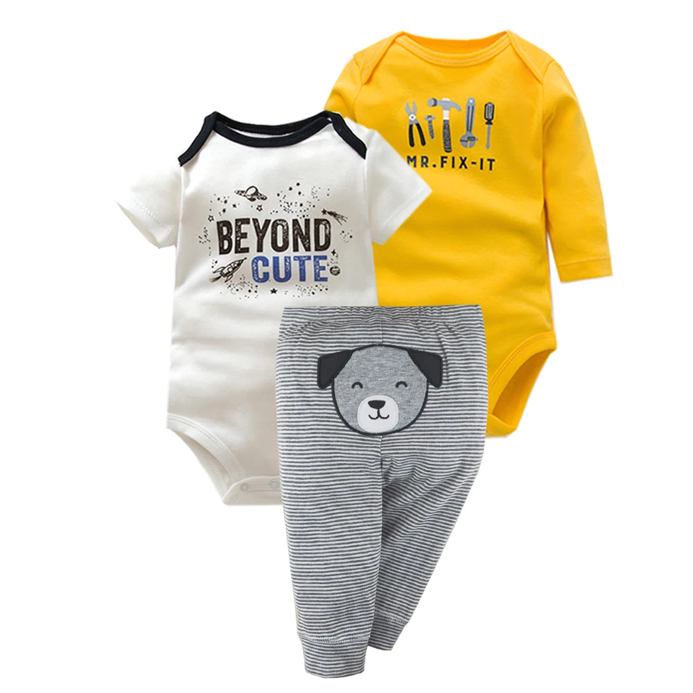 2023 Baby Boys Clothes Set 100% Cotton Baby Bodysuits Baby Pants Summer Cartton Newborn Baby Clothes Infant Bebe Clothing