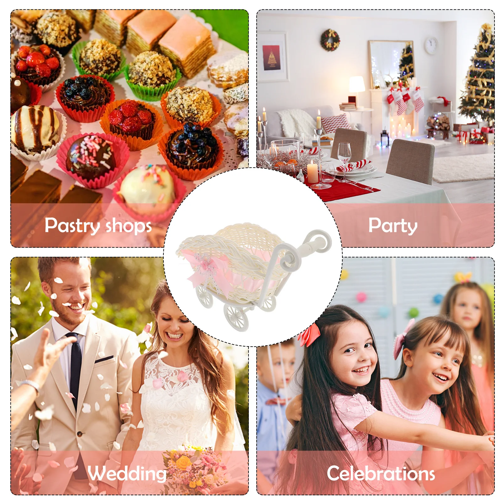 

Trolley Shaped Woven Candy Basket Baby Shower Gift Storage Candy Flower Basket Party Favor Decoration Photo Prop