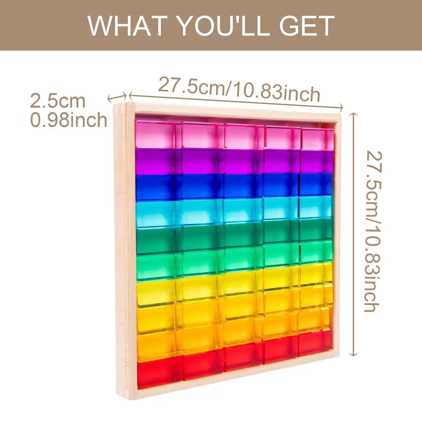 Cubos de construção de arco-íris, cubos de pedra de gema acrílica, conjunto de blocos de construção de coordenação olho-mão para crianças, brinquedo de empilhamento para crianças, presente