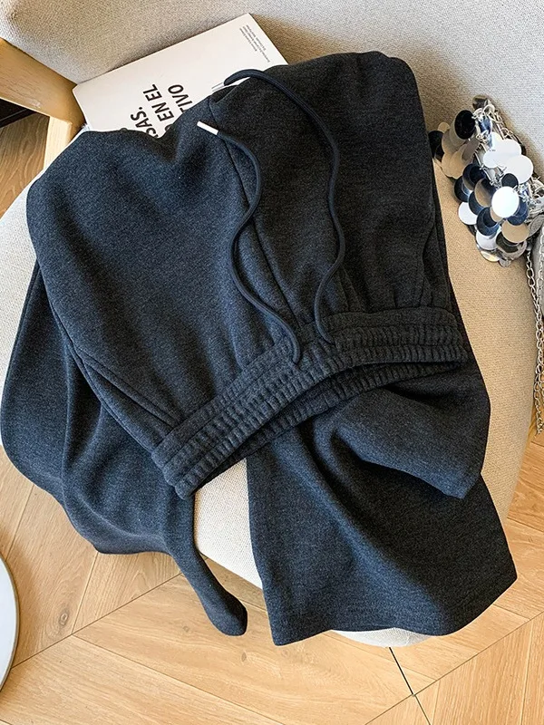 

Thiened Fce Повседневные брюки на подкладке женские с высокой талией для похудения микро расклешенные длинные брюки осень-зима новые Sle Drapey Strai...