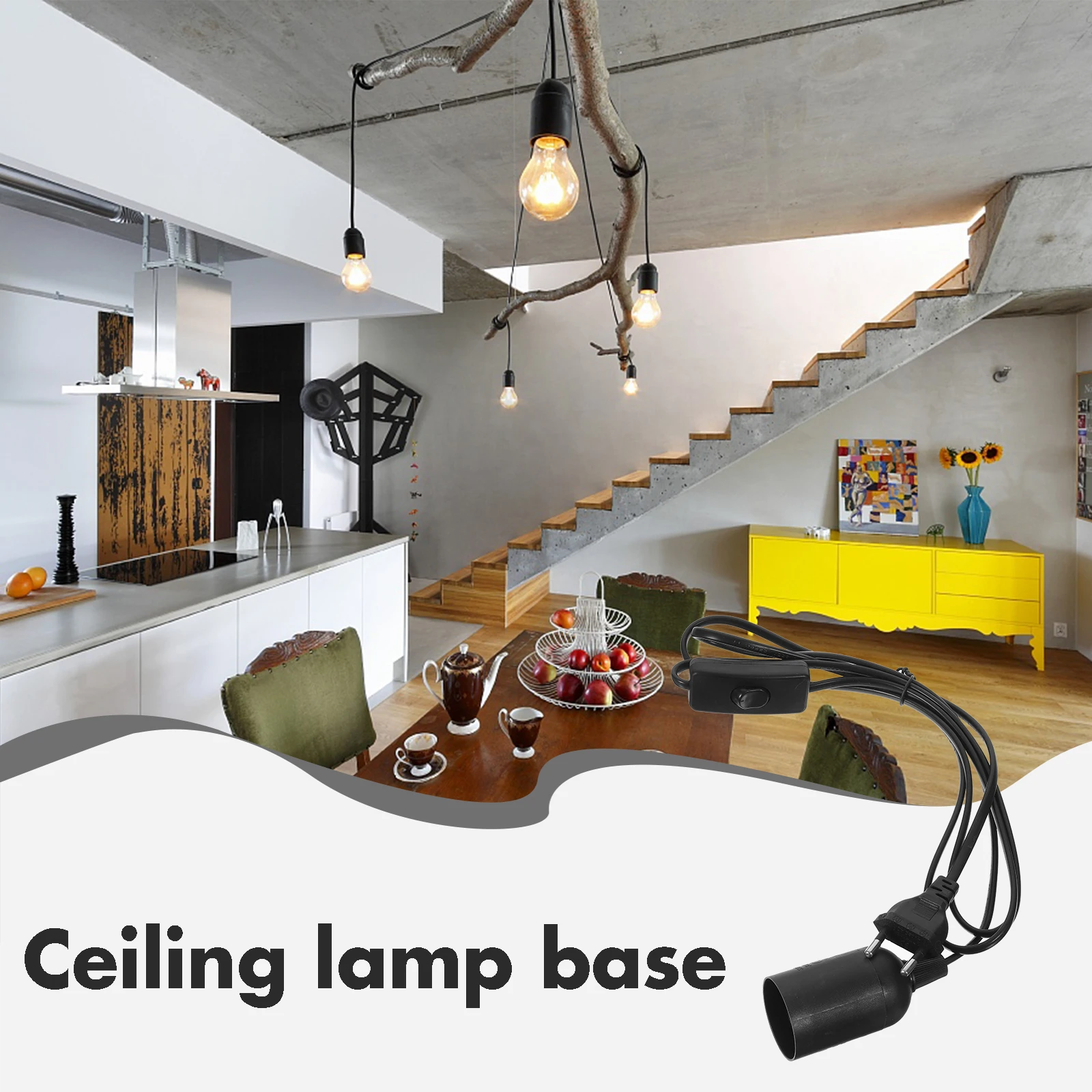 

E27 Lamp Base Screw Holder EU Plug Switch Modern Pendant Light for Bedroom Dining Room Ceiling Lamp Base Lighting Fixture