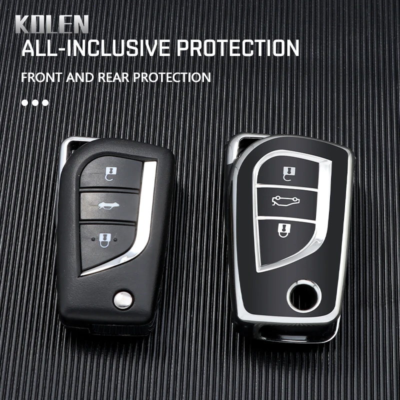 حافظة مفاتيح عصرية للسيارة من مادة البولي يوريثان غطاء فوب لسيارة تويوتا أوريس كورولا أفينسيس فيرسو يارس أيجو سليل TC IM كامري RAV4 فورتورنر هايلكس