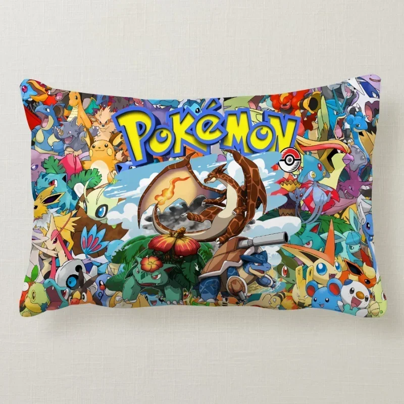 Pokemon Pikachu Plush Cushion Cover Pillowcase Decoration Rectangle 60x40cm Anime Pillowslip Cover Car for Bed Room Decor Gifts
